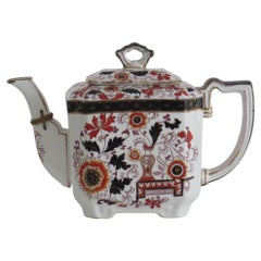 Tetera de Mason's Ashworth Ironstone con diseño de jarrón del viejo Japón, hacia 1875