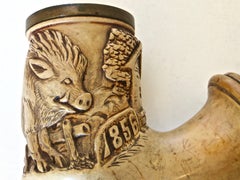 19th Century Meerschaum Churchwarden Pipe, "Boar" Theme