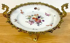 19th C Meissen Fruit & Flower Motif Ormolu Mounted Tazza