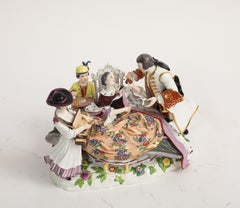 19th C. Meissen Porcelain Crinoline Group of ‘The Queen's Jewler’ By JJ. Kandler