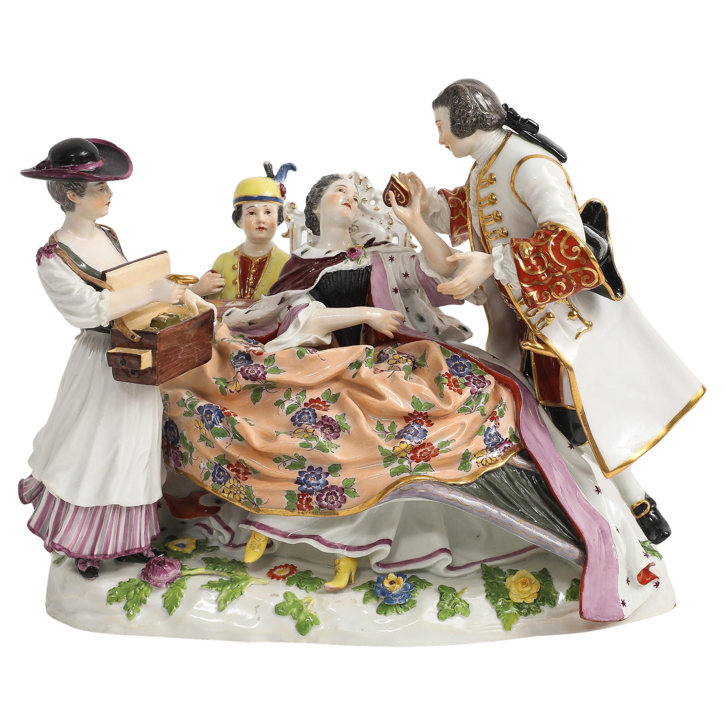 19. Jh. Meissen Porcelain Krinoline Gruppe von 'The Queen's Jewler' von JJ. Kandler