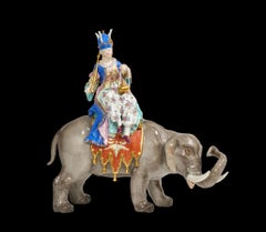 19th C. Meissen Porcelain Figure of a Sultana Riding an Elephant with a Crown
