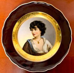 19th Century Meissen Portrait Plate of Young Girl with Necklace