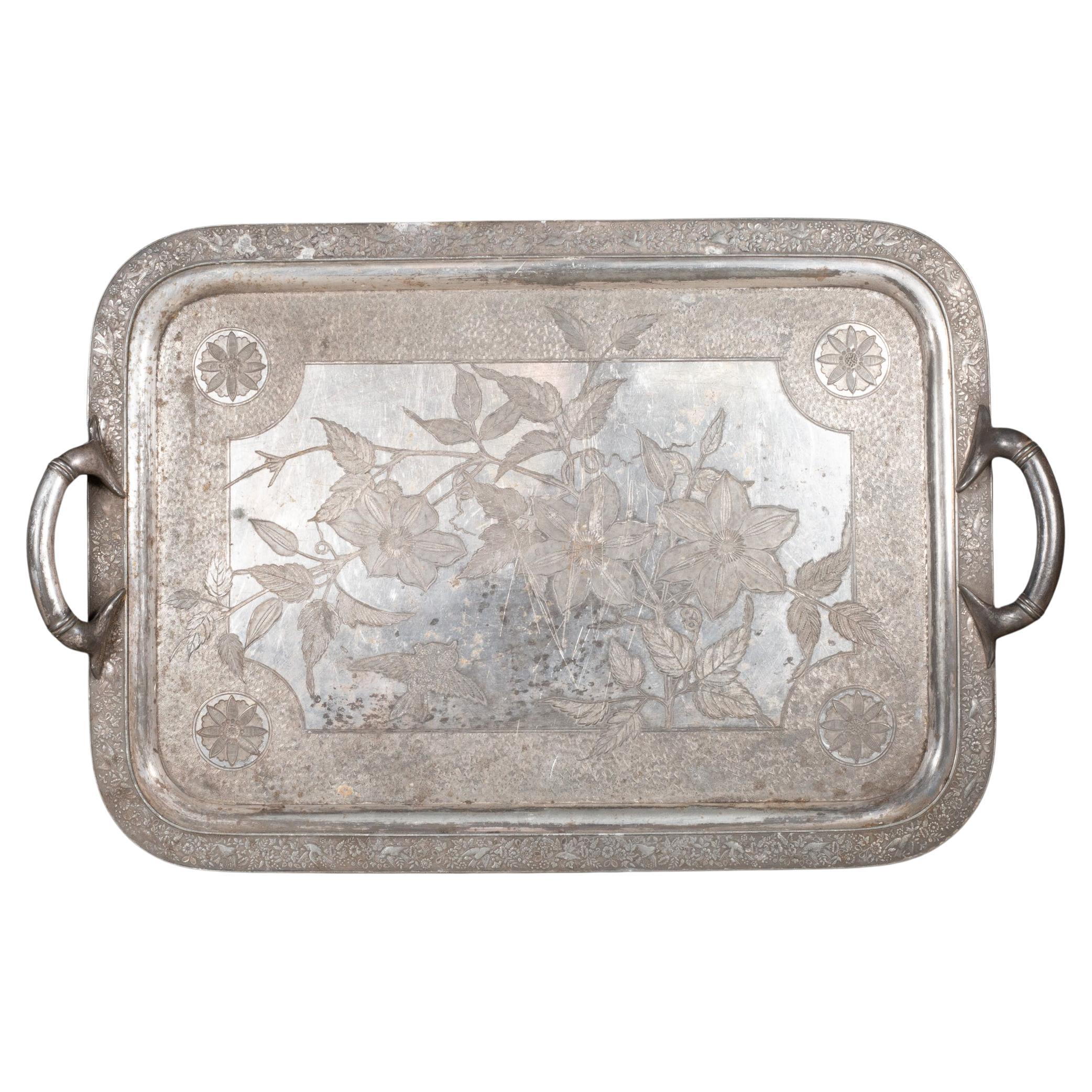 siglo XIX Bandeja de plata Meriden Brittania c.1860-1900 en venta