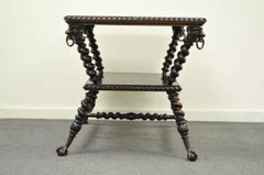 19th C. Merklen Bros. Victorian Barley Twist Figural Mahogany Parlor Lamp Table