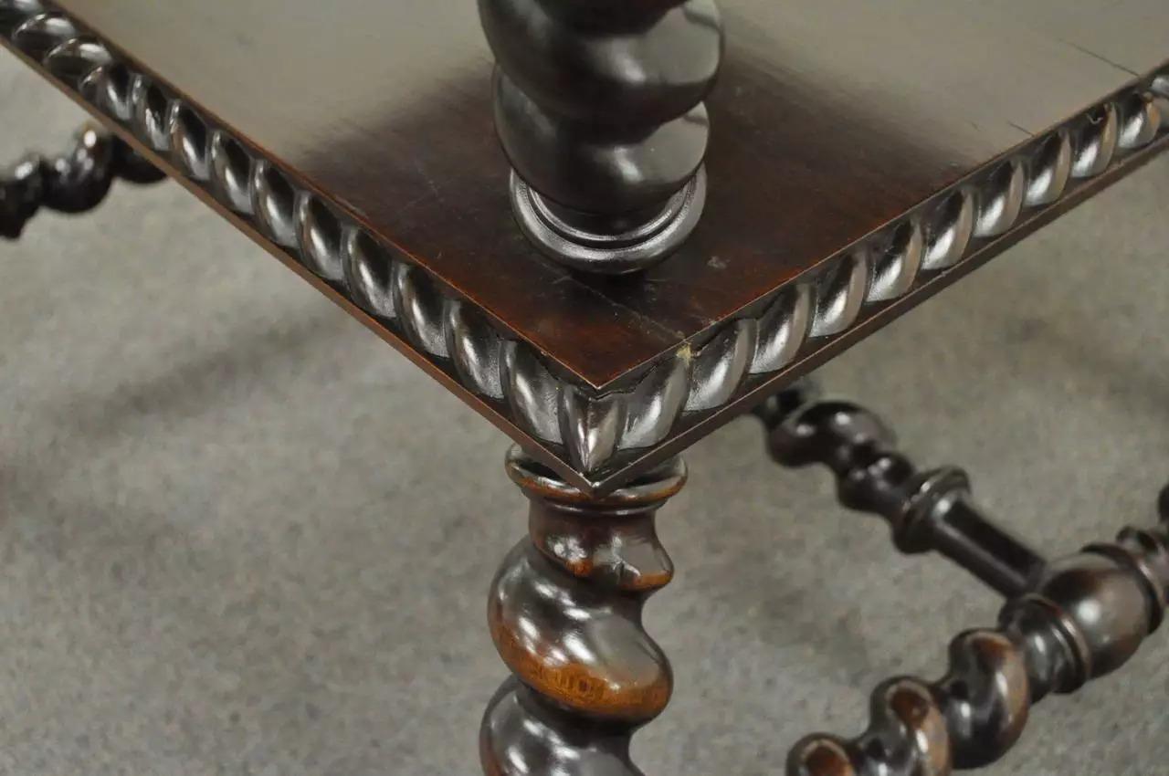 19th C. Merklen Bros. Victorian Barley Twist Figural Mahogany Parlor Lamp Table 1