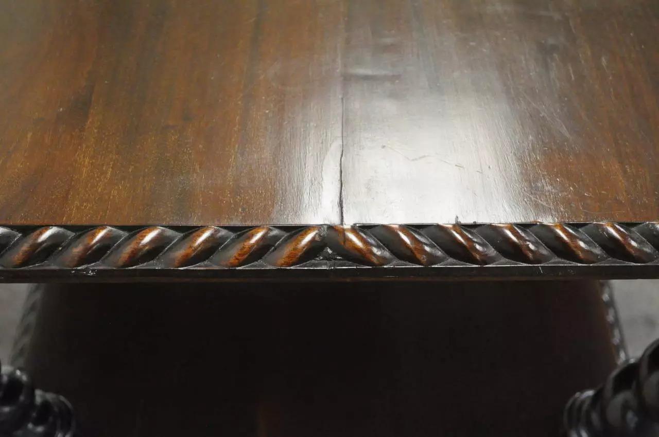 19th C. Merklen Bros. Victorian Barley Twist Figural Mahogany Parlor Lamp Table 2