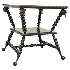 19th C. Merklen Bros. Victorian Barley Twist Figural Mahogany Parlor Lamp Table