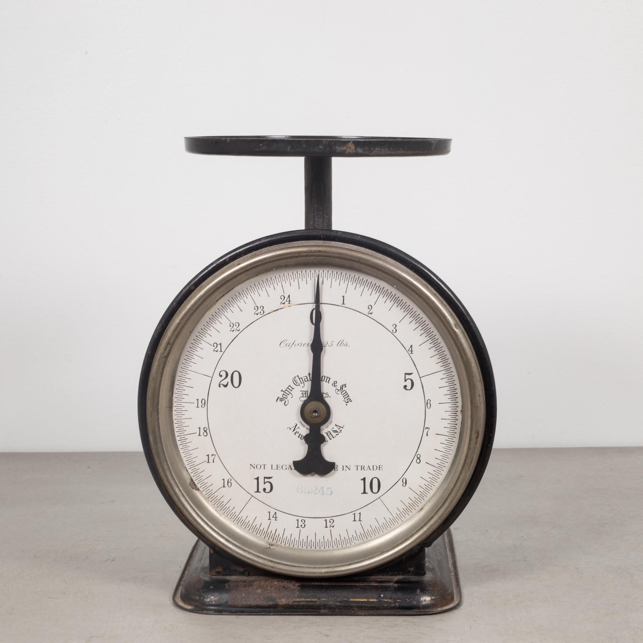 About

This is a 19th century metal scale with glass face, 25 pound capacity and two original stickers on each side. The scale works properly and the glass face has no chips or cracks.

Creator John Chatillon & Sons, New York, NY.
Date of