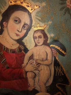 19th Century Mexican Painting of Christ and the Virgin Mary