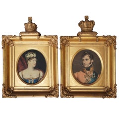 Used Mezzotint Portraits of Princess Charlotte and Prince Leopold's Marriage