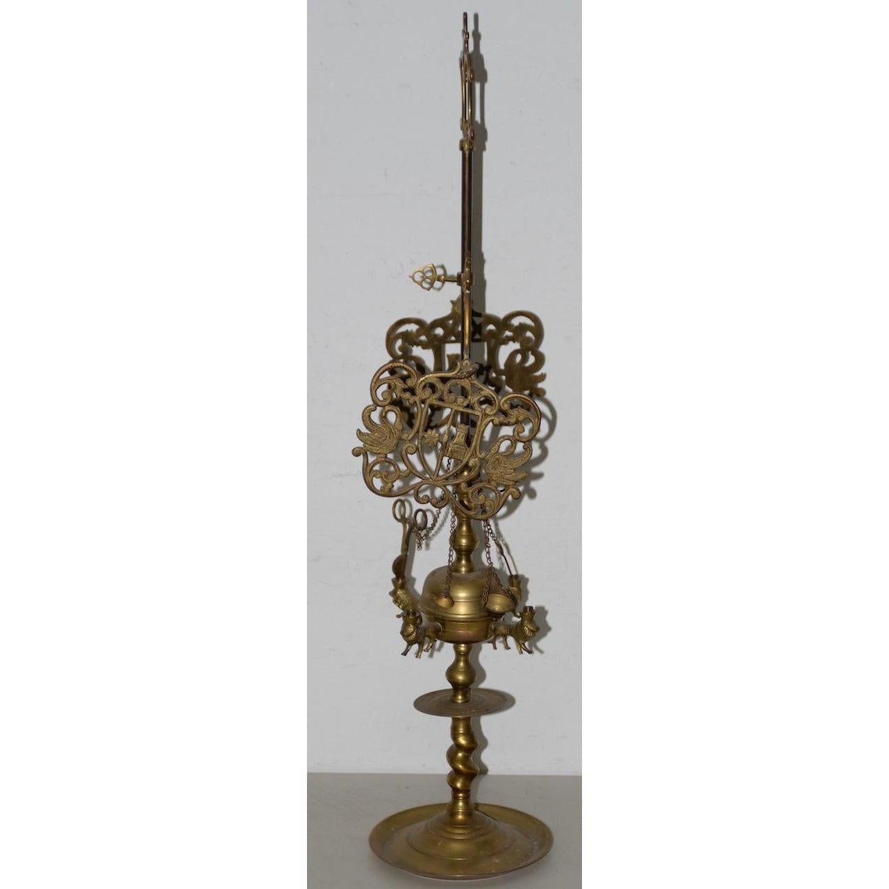 Turkish 19th Century Middle East Brass Oil Lamp