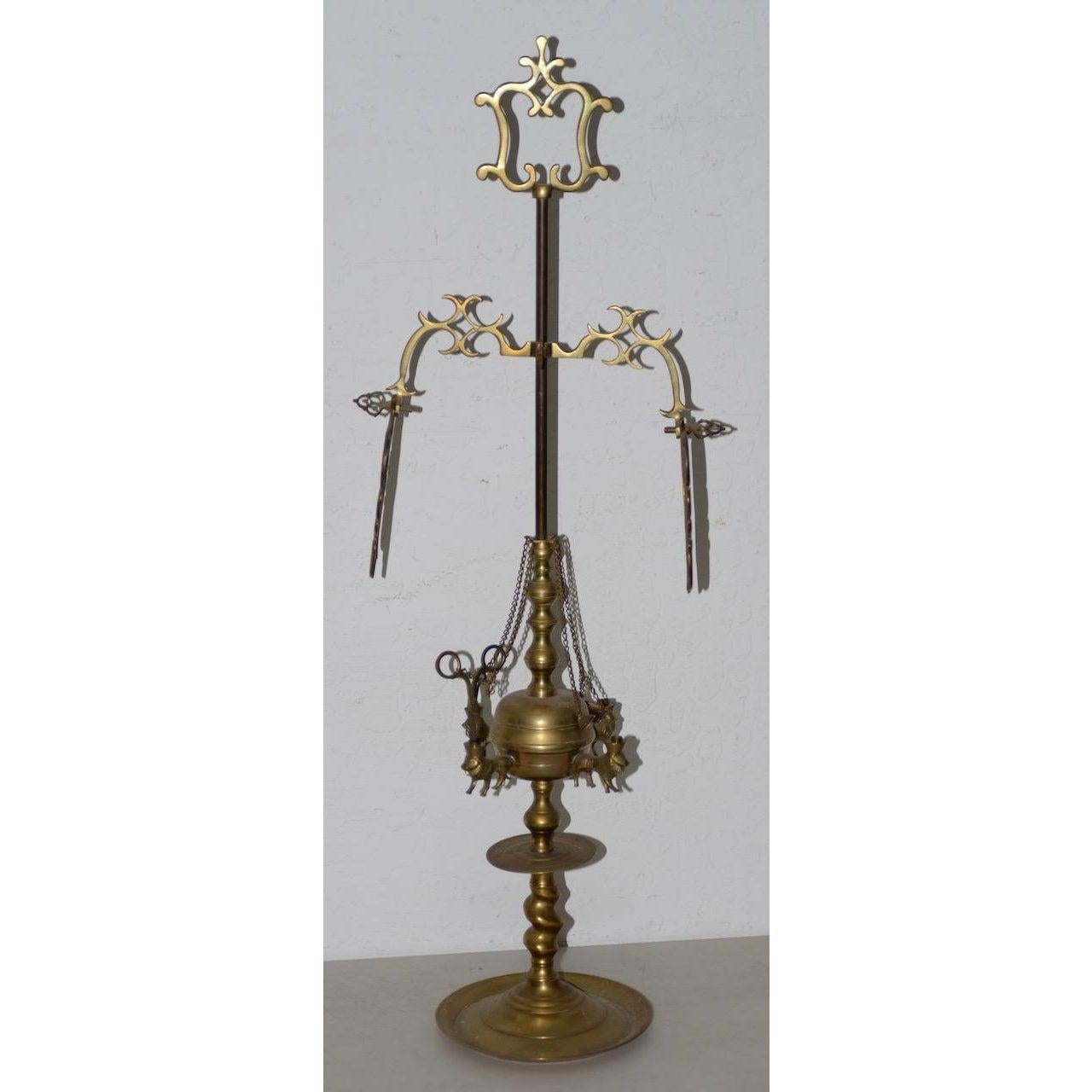Hand-Crafted 19th Century Middle East Brass Oil Lamp