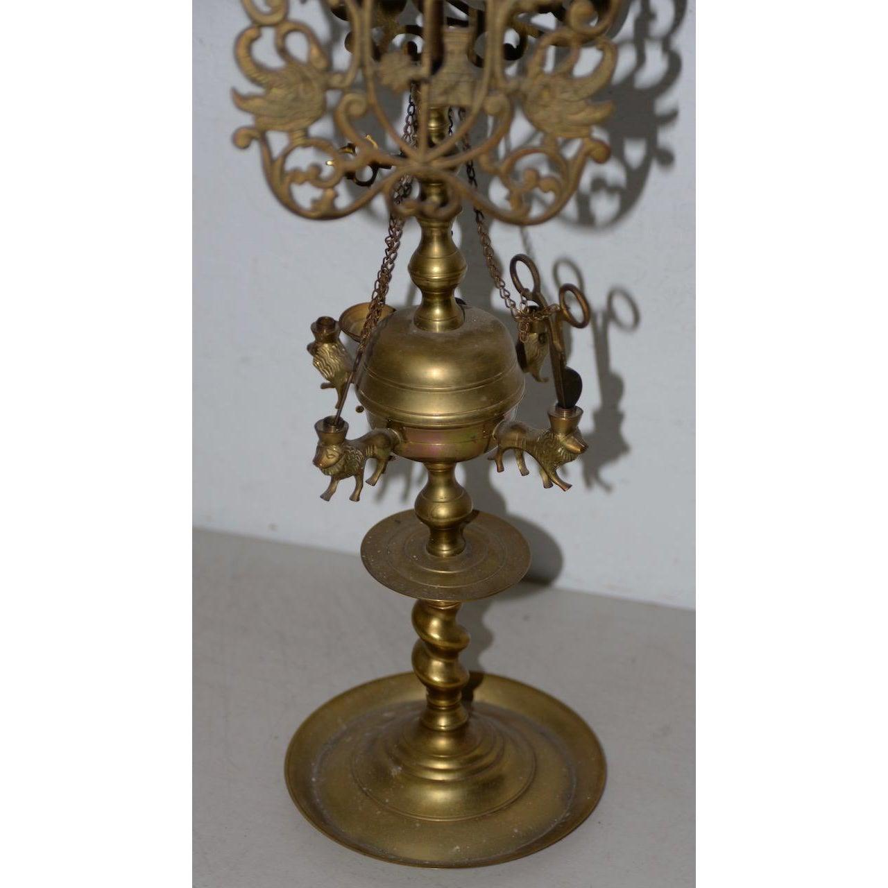 19th Century Middle East Brass Oil Lamp In Good Condition In San Francisco, CA
