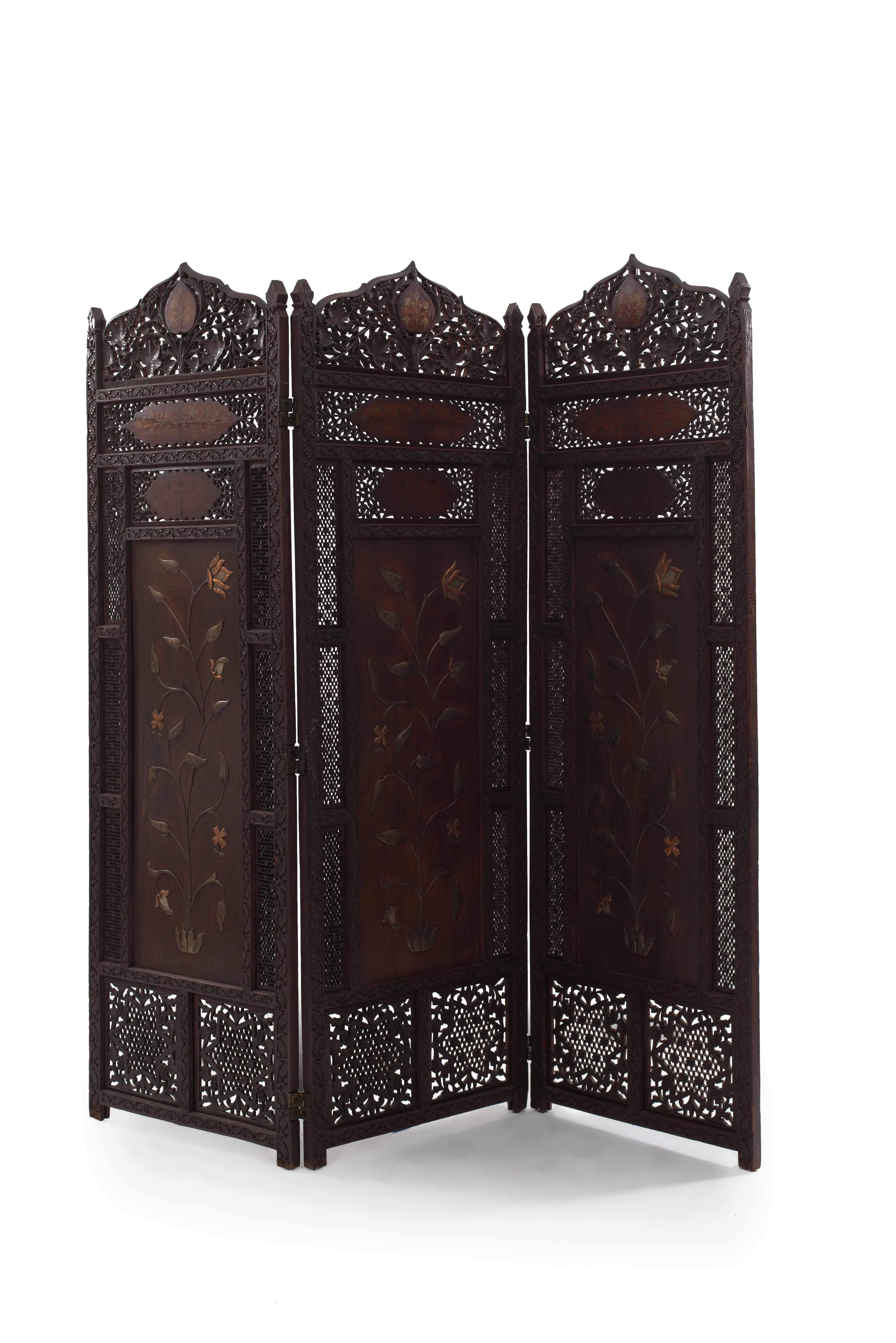 19th Century 19th c. Middle Eastern Filigreed Folding Screen For Sale