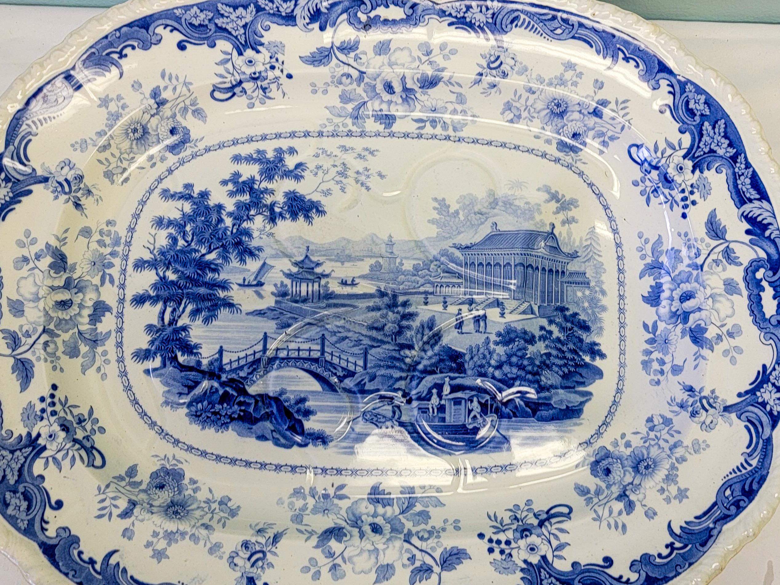 blue and white china platter