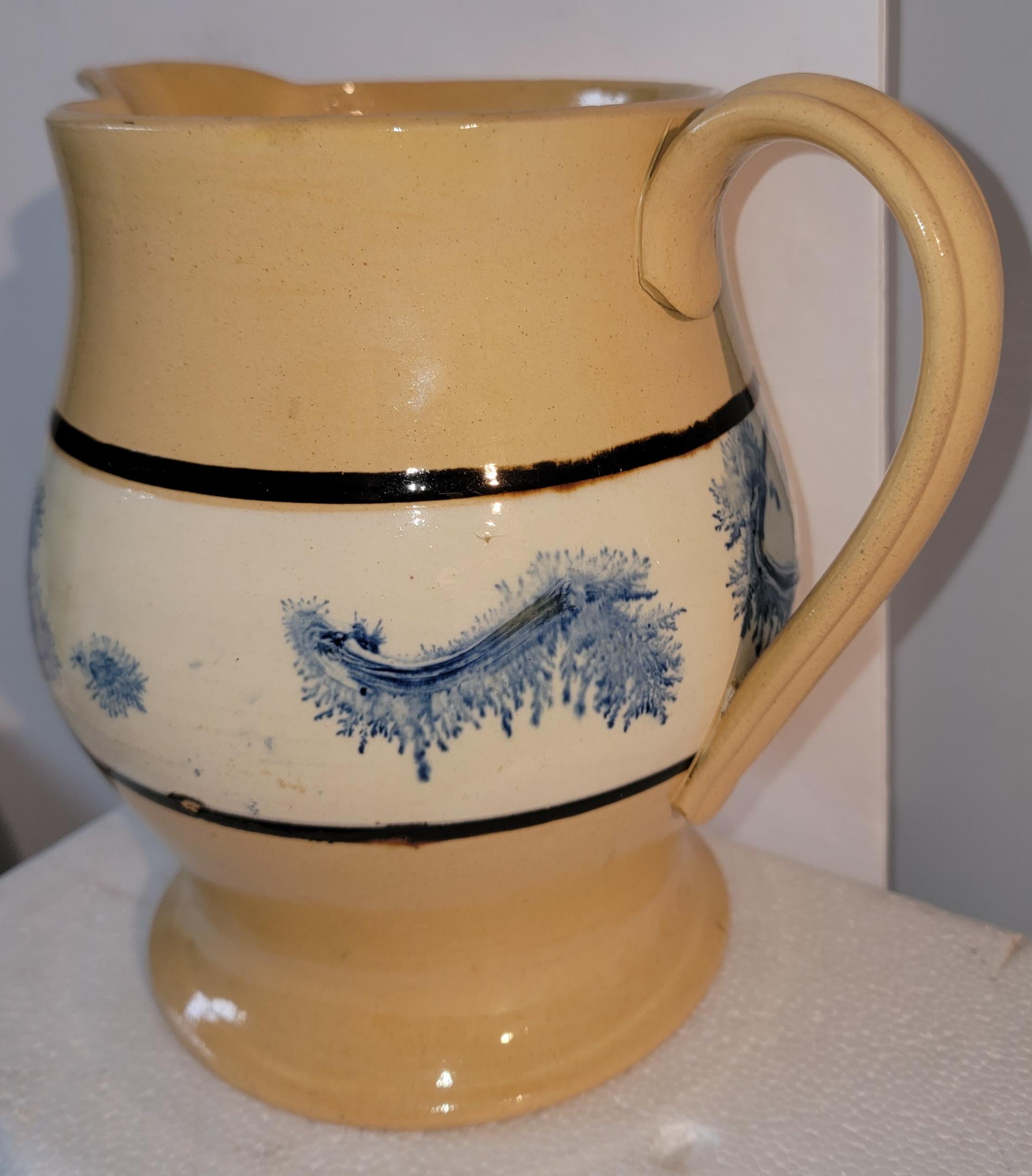 Colonial Revival 19th C Mochaware Milk Pitcher For Sale
