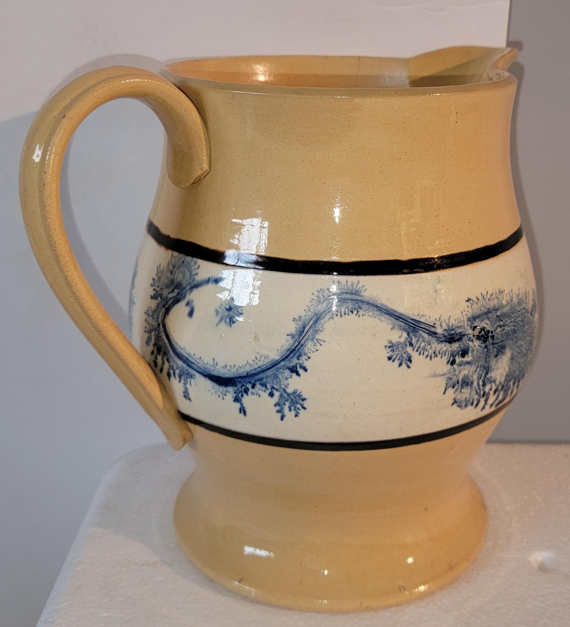 19th C Mochaware Milk Pitcher In Good Condition For Sale In Los Angeles, CA