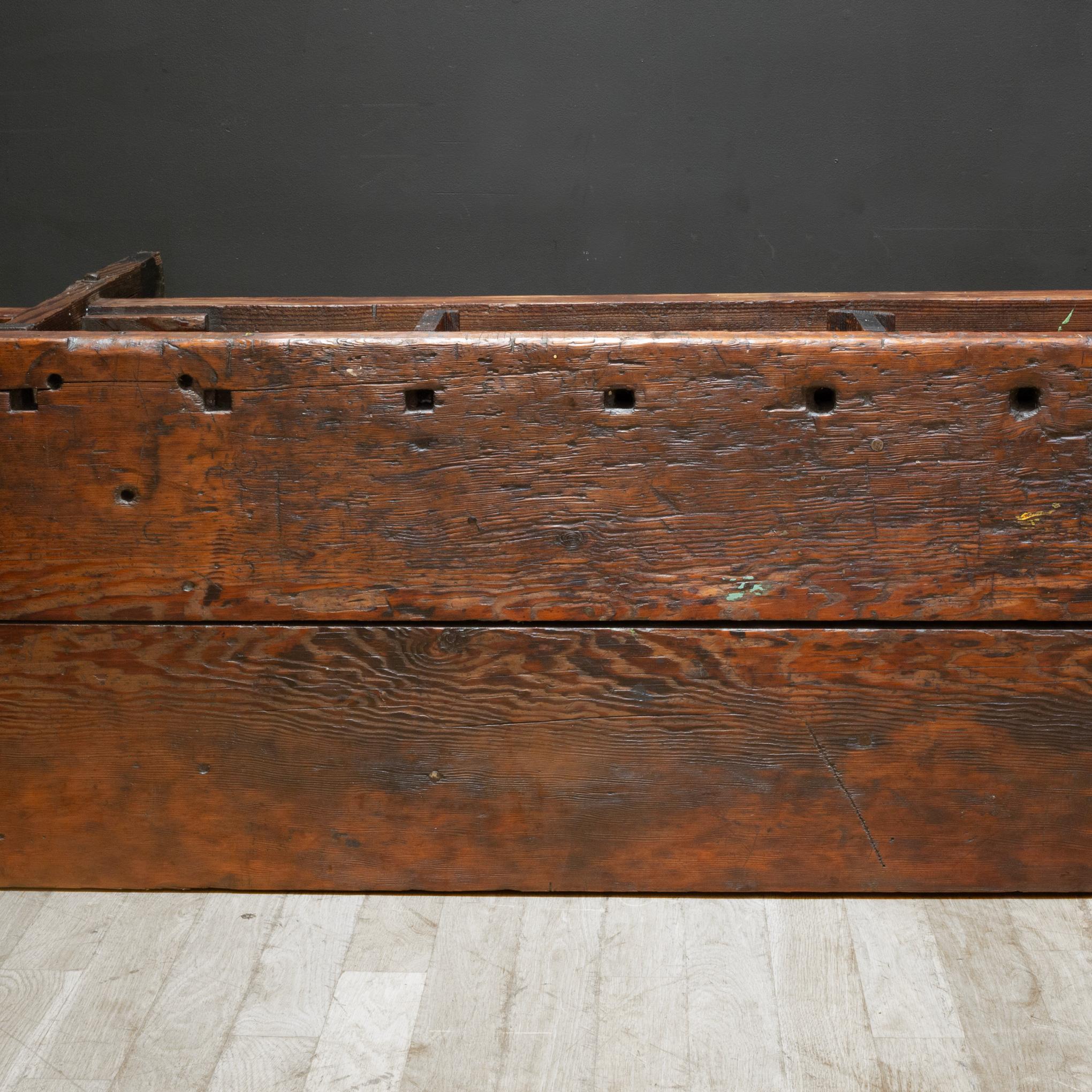 19th c. Monumental American Carpenter's Workbench with Two Drawers c.1850-1890 6