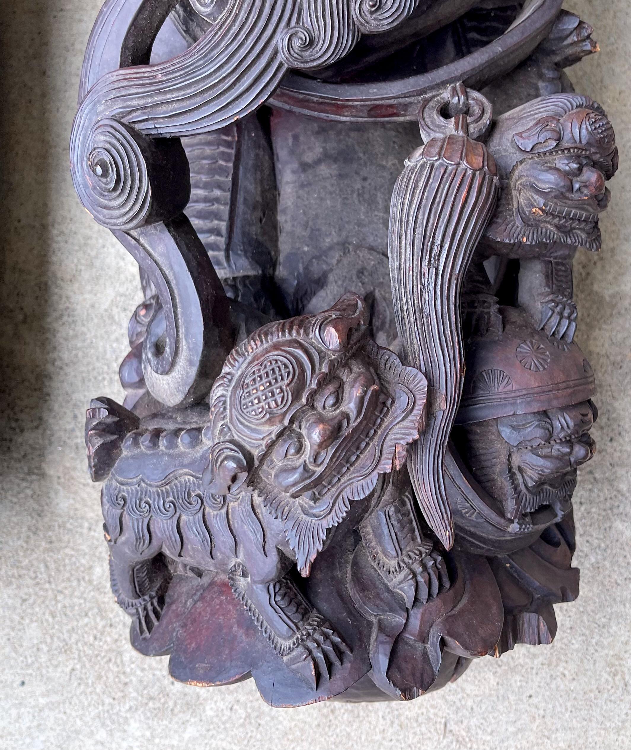 19th-C. Monumental Chinese Carved Food Dog Corbels / Architectural Fragments, 2 For Sale 3