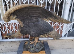 19th C Monumental Hand Carved & Painted Eagle Sculpture