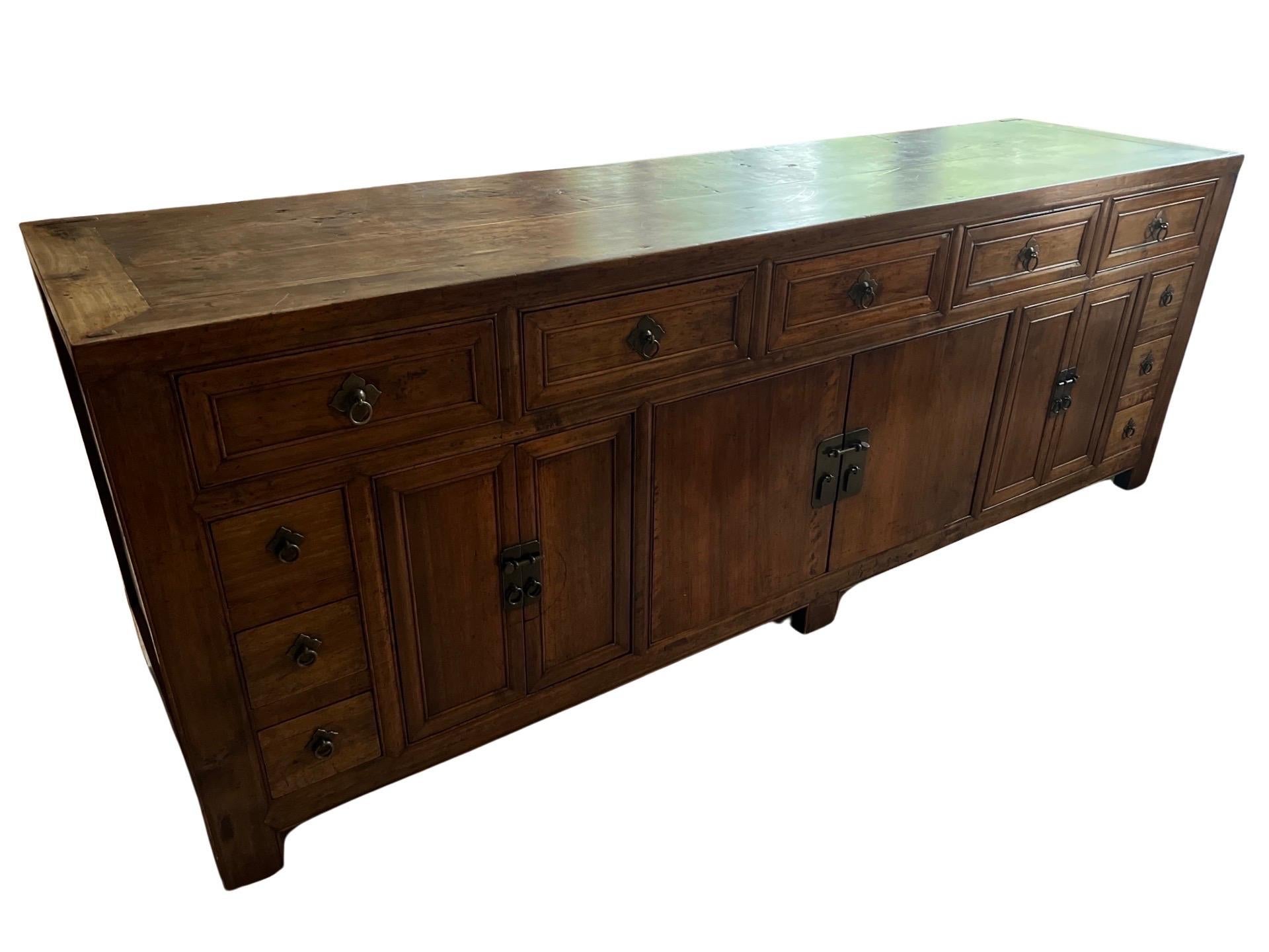 19th C. Monumental & Important Qing Dynasty Chinese Double Sided Sideboard For Sale 9