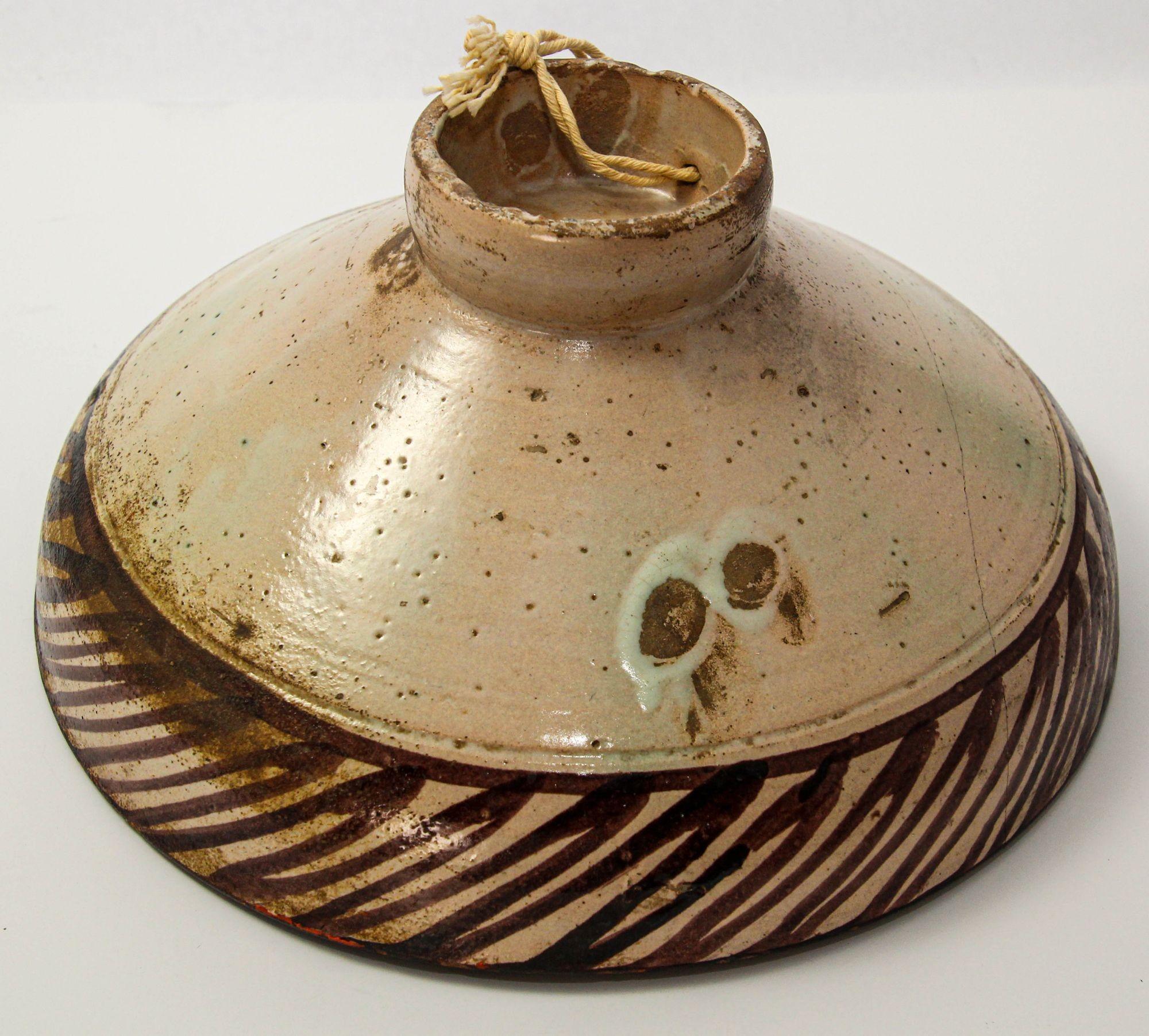 19th C. Moroccan Ceramic Bowl Polychrome Footed Dish Fez For Sale 7