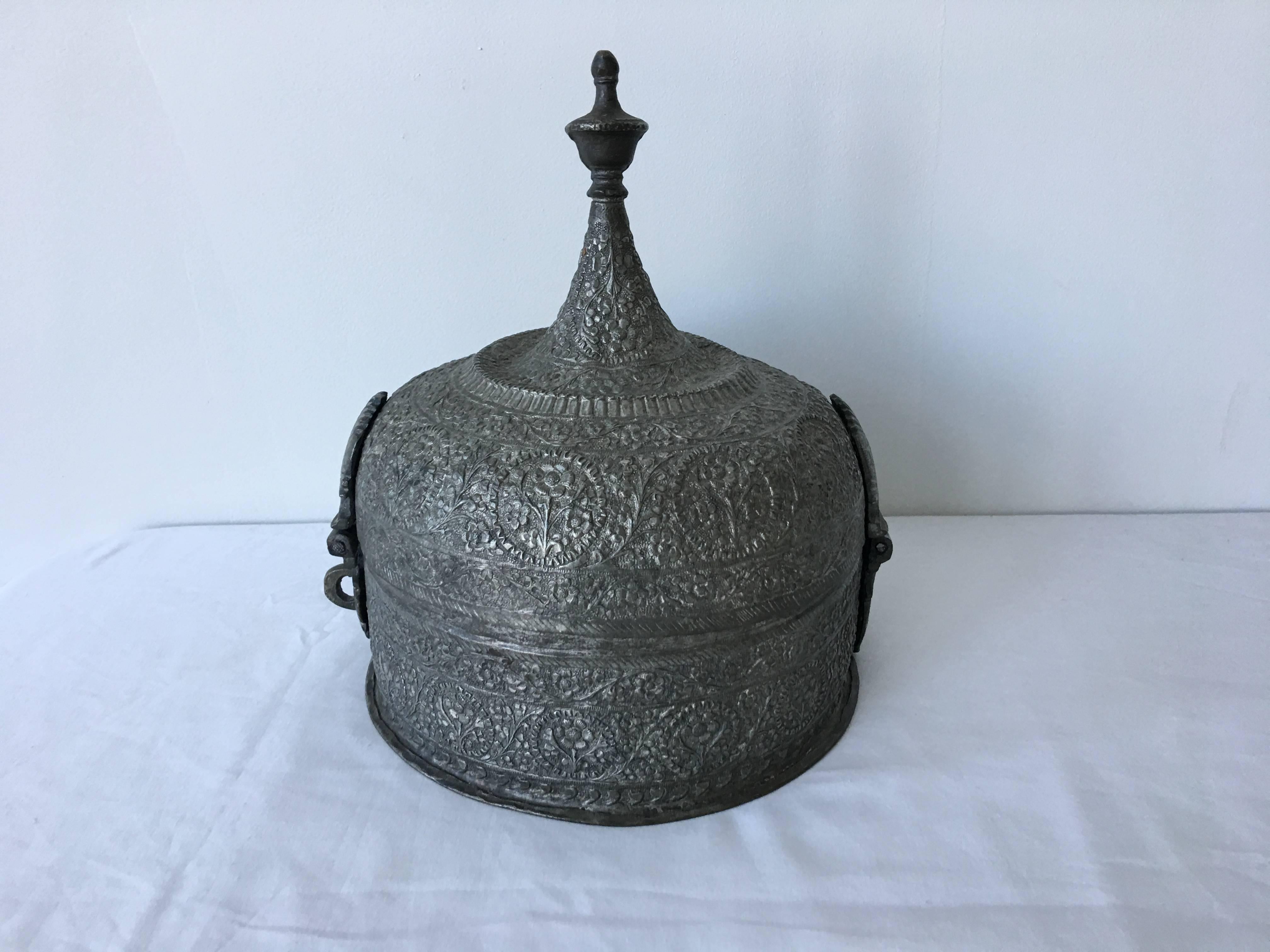 Metal 19th Century Moroccan Pewter Tea Set and Caddy For Sale