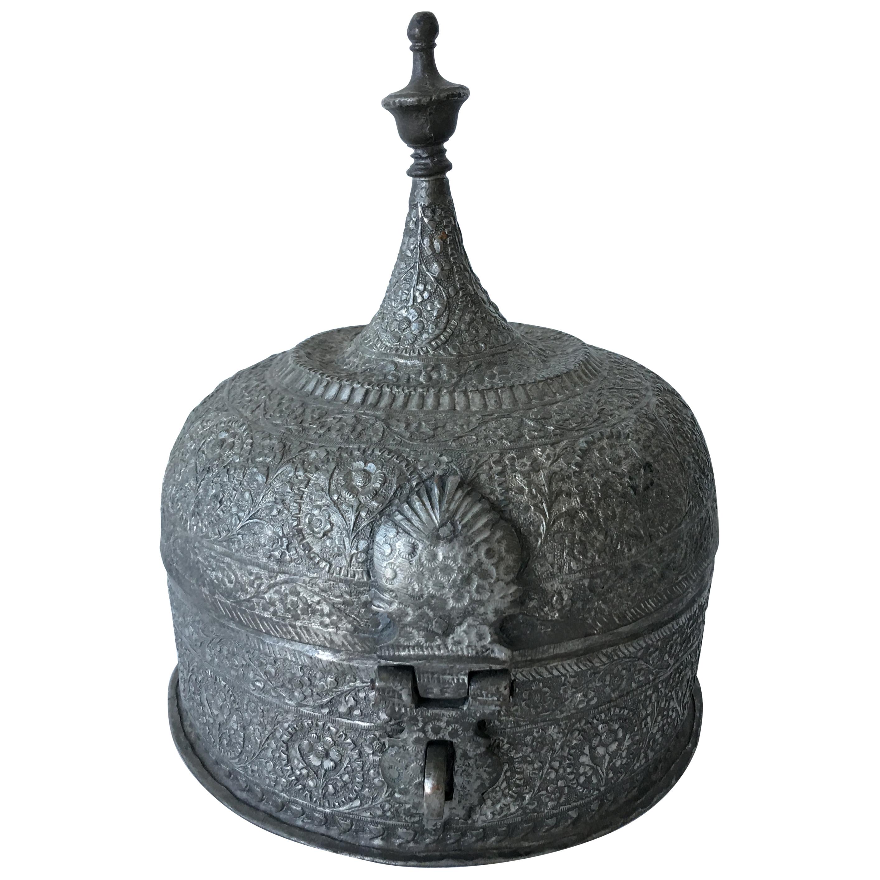 19th Century Moroccan Pewter Tea Set and Caddy For Sale