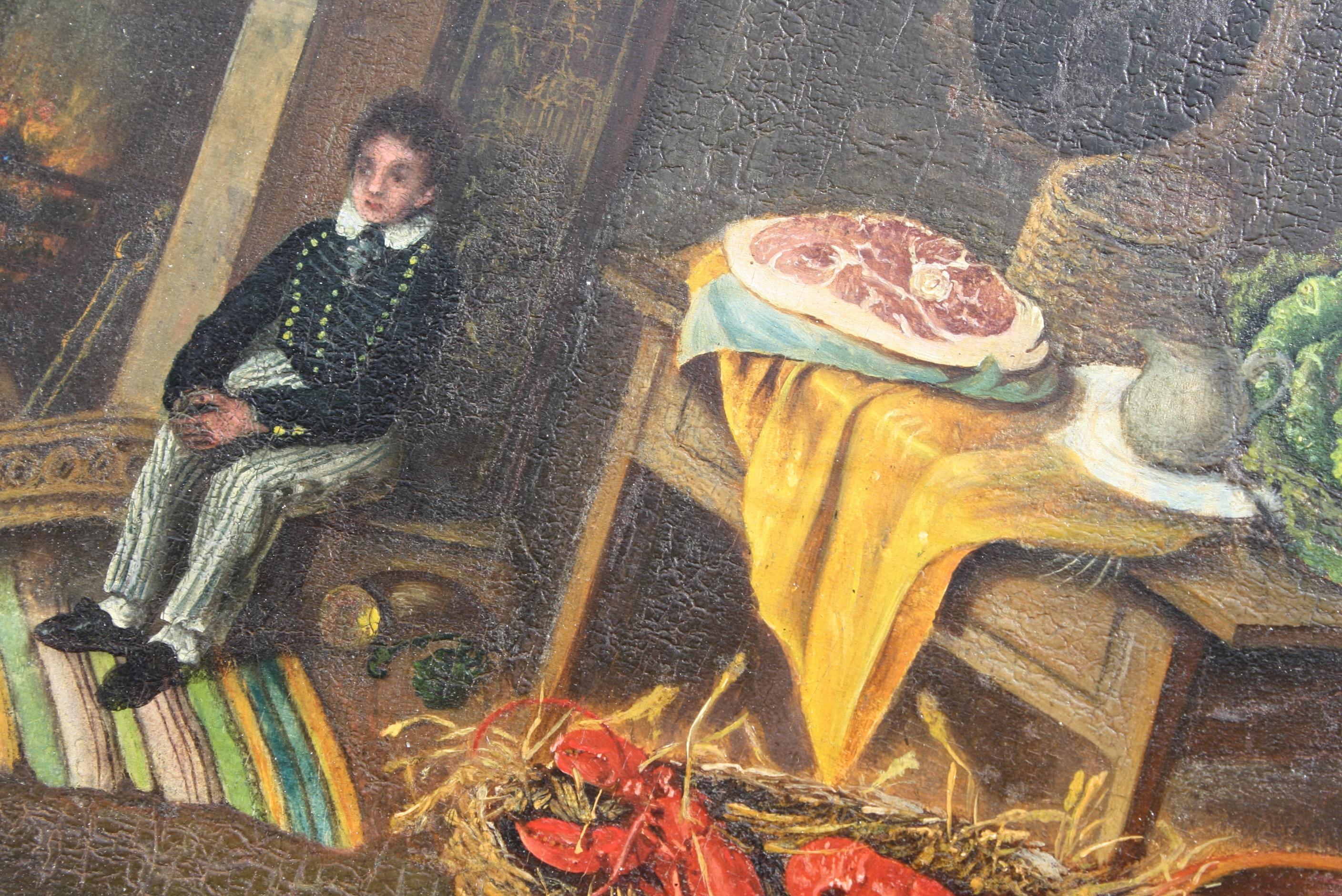 Huile sur panneau naïve du 19ème siècle, Boy & His Big Cabbage Folk Art Rutland Gallery, Londres en vente 7