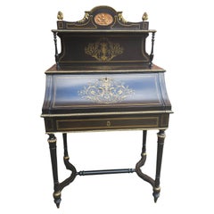 XIX secolo.  Scrivania Napoleone III Boule Marquetry Ebonizzata Bonheur Du Jour