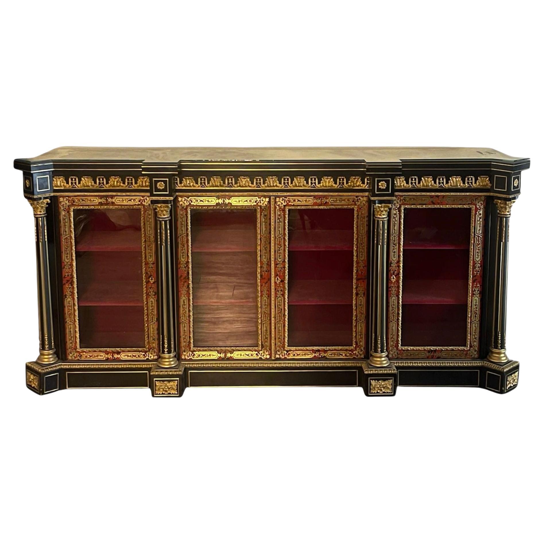 A.I.C. XIX Napoleone III, mobile vitreo francese con montatura in bronzo e piano in vetro