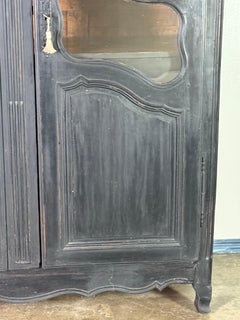 19th Century Napoleon III Painted Armoire, Glass Doors, French Design