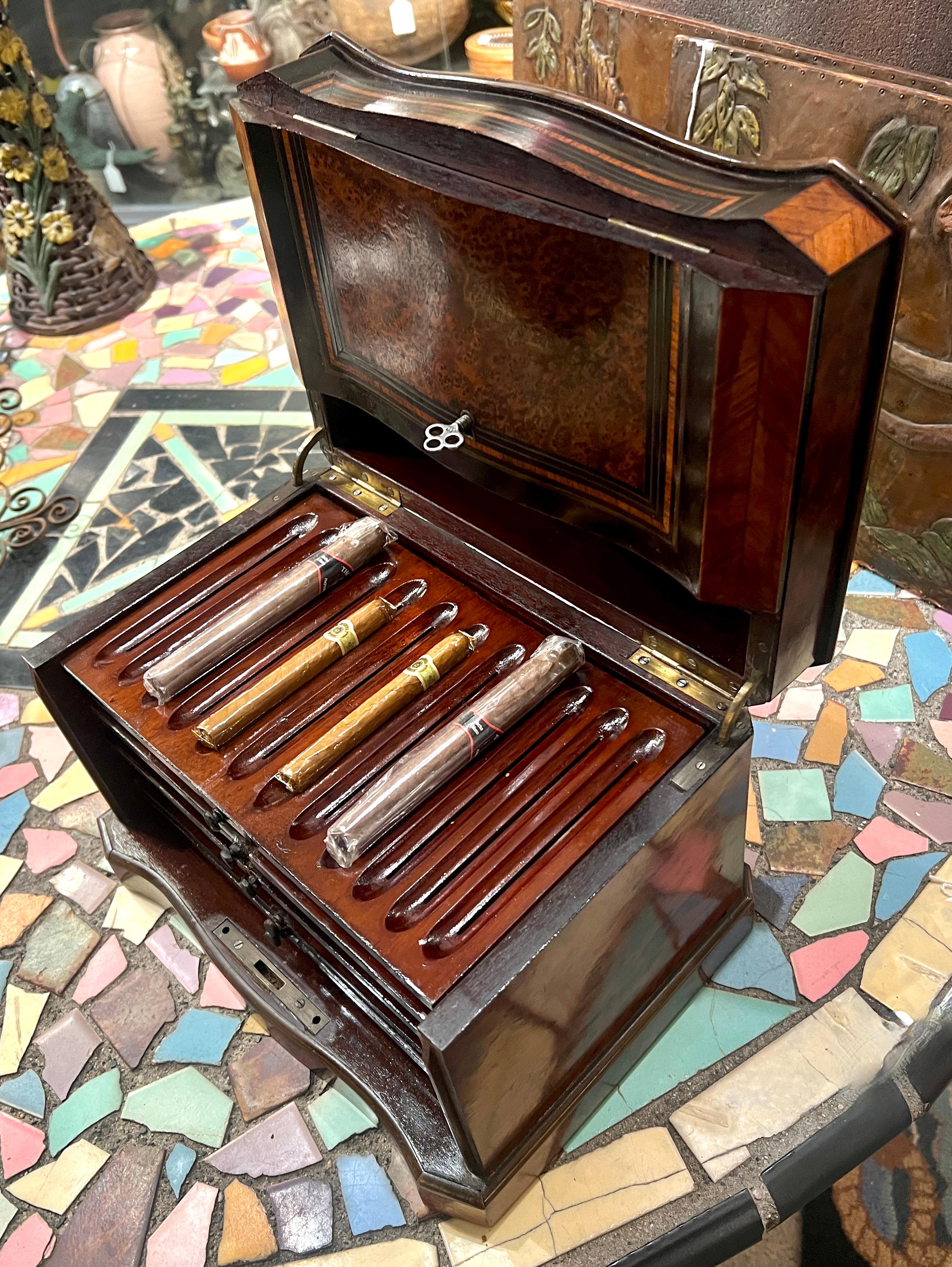 19th Century 19th C. Napoleon Mother of Pearl and Rosewood Cigar Cellar with Four Drawers For Sale
