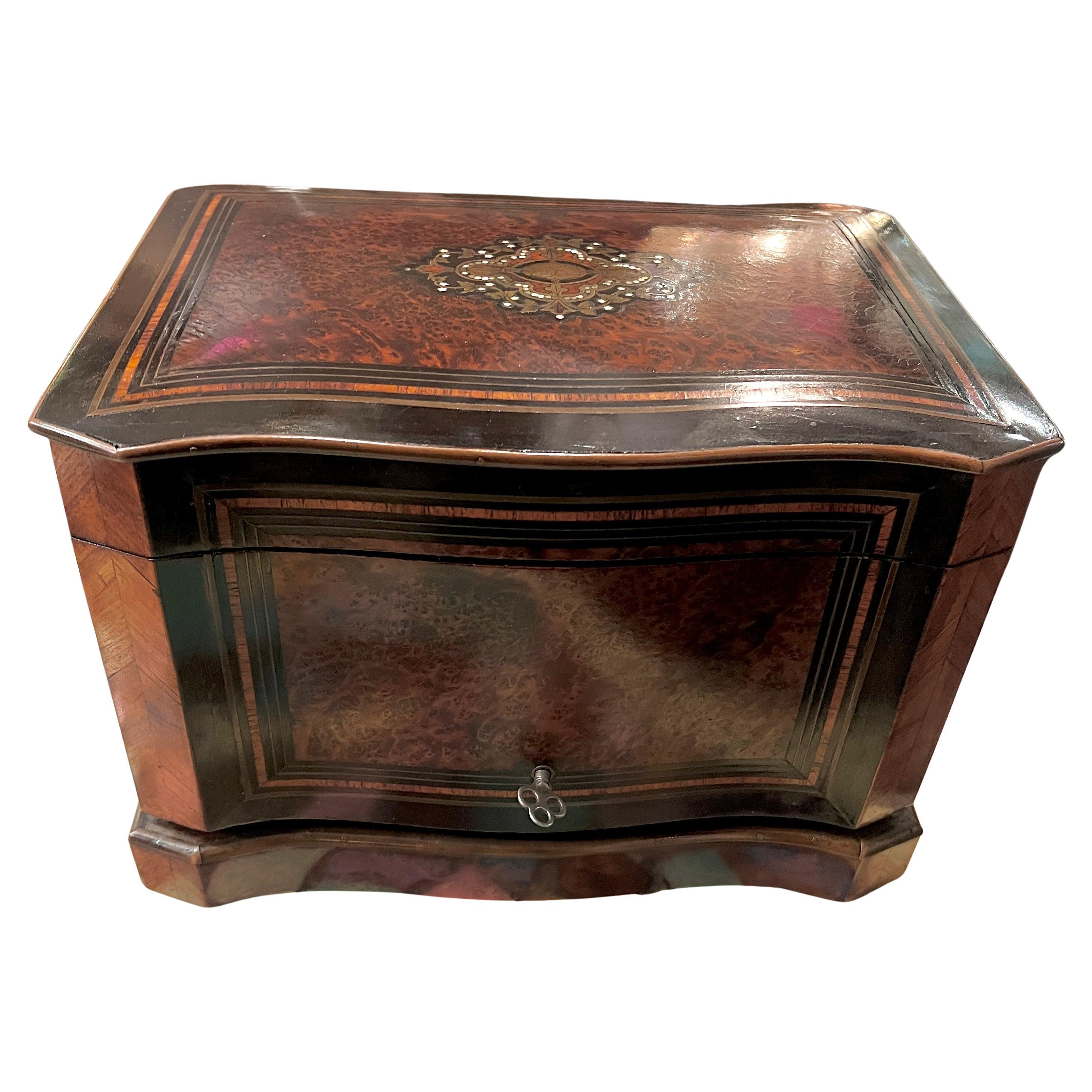 19th C. Napoleon Mother of Pearl and Rosewood Cigar Cellar with Four Drawers For Sale