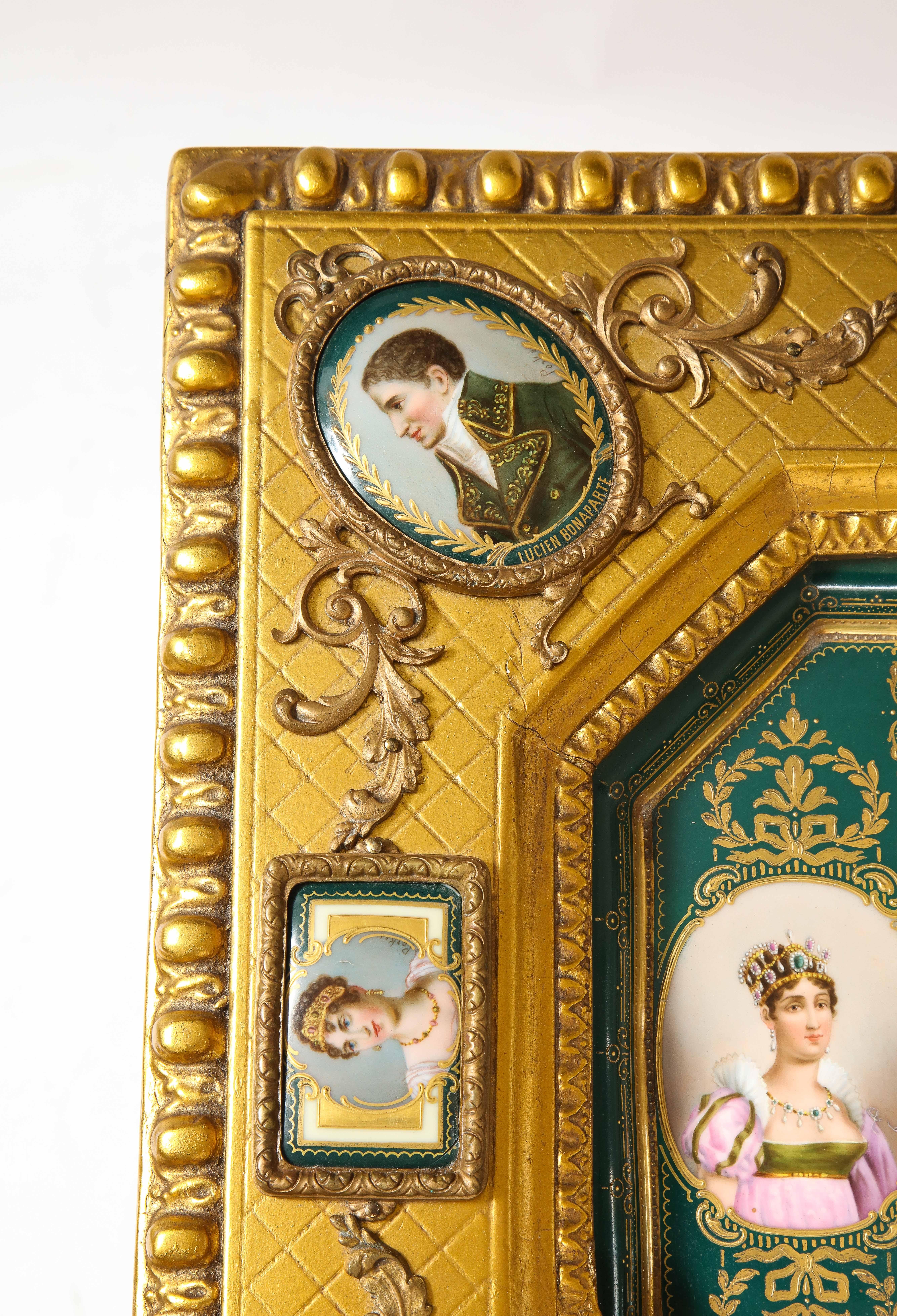 19th C. Napoleonic Royal Vienna Giltwood Side Table w/ Inlaid Porcelain Plaques For Sale 4