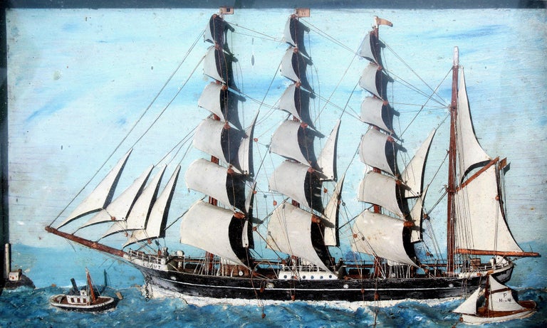19th Century Nautical Antique American Sailing Ship Model Within A
