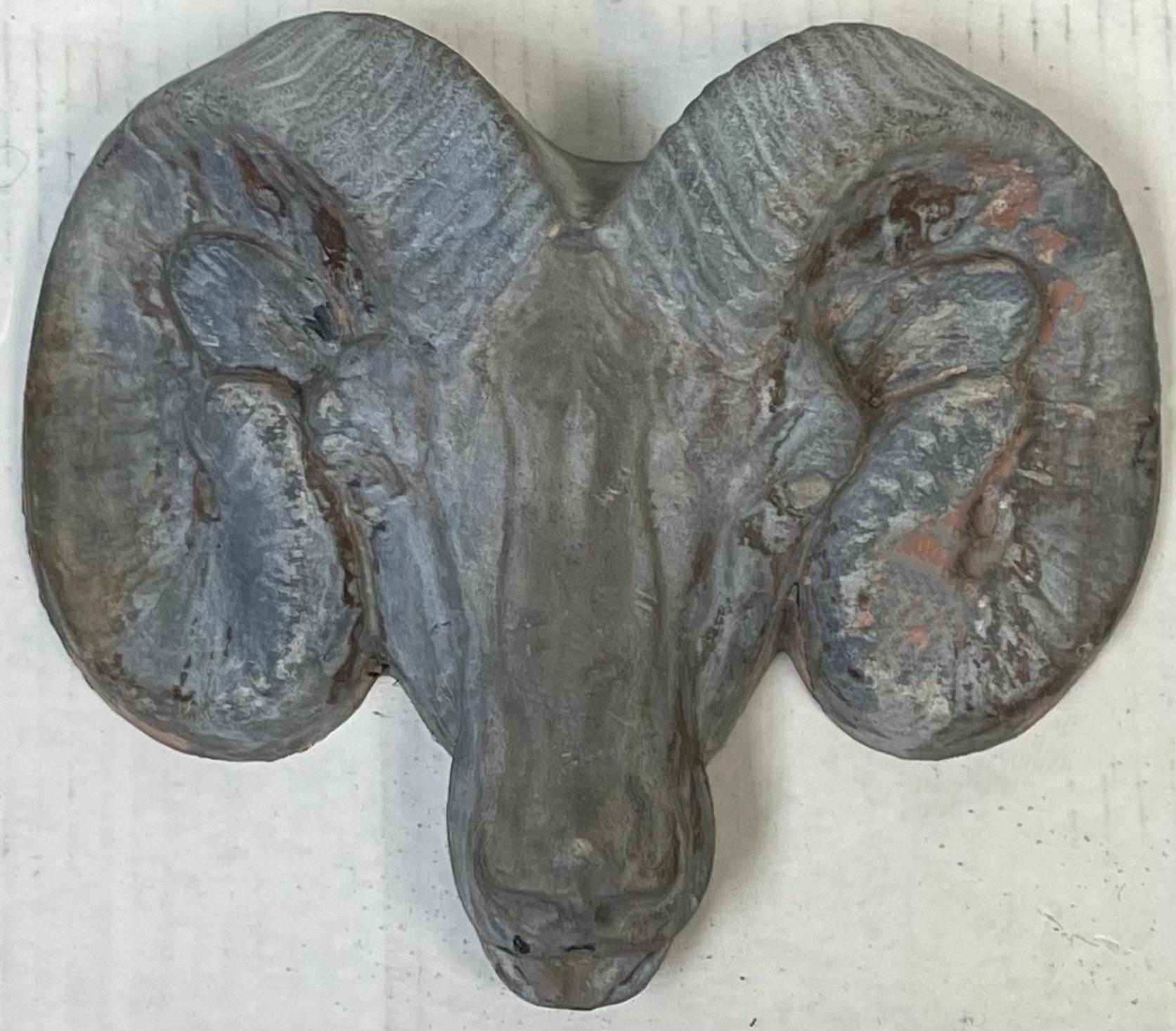 19th-C. Neo-Classical Style French Lead Ram Form Fountain / Wall Art /Garden In Good Condition In Kennesaw, GA