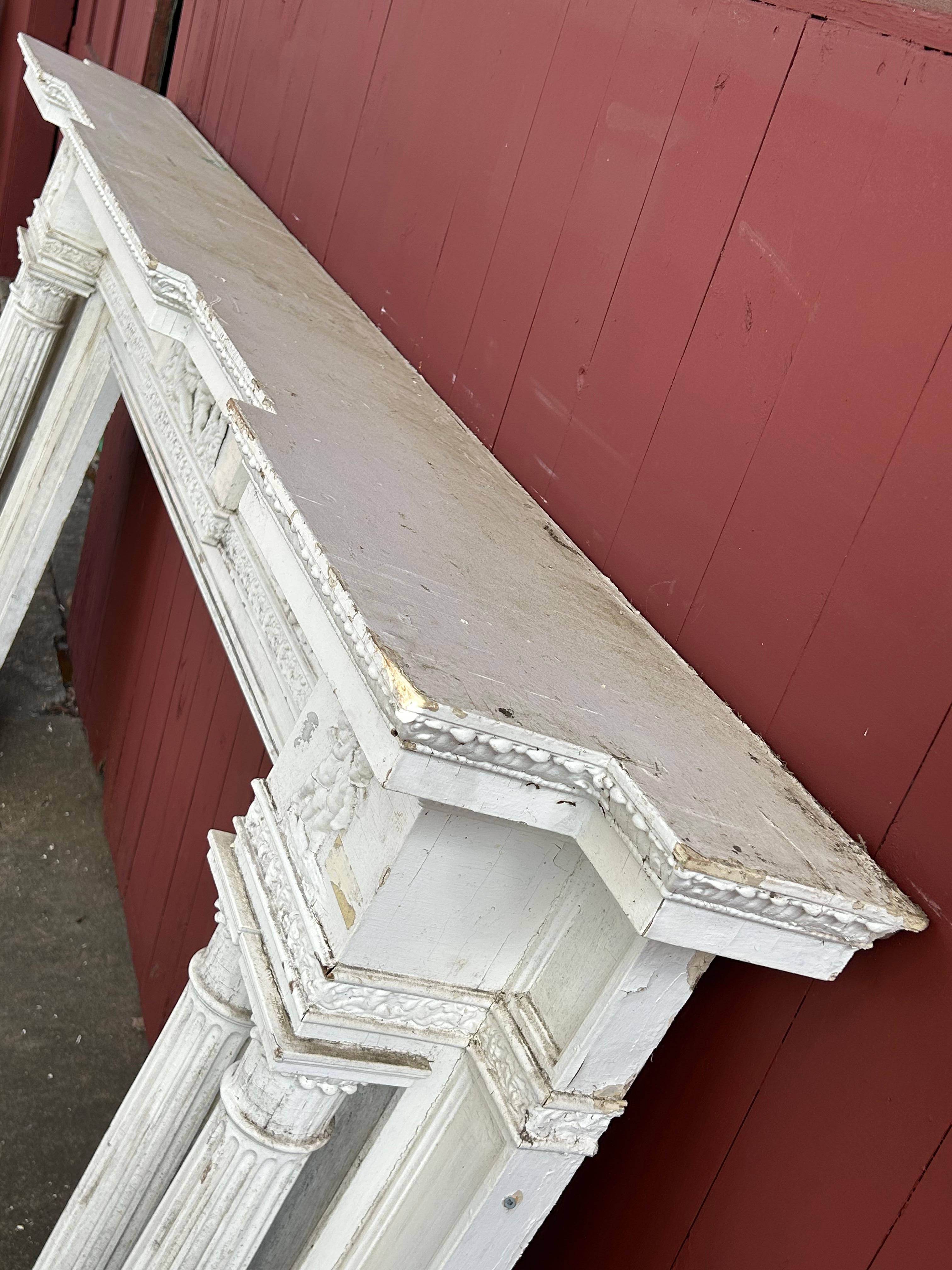 19th c Neoclassical Fireplace Mantel w Reclining Woman, Putti For Sale 4