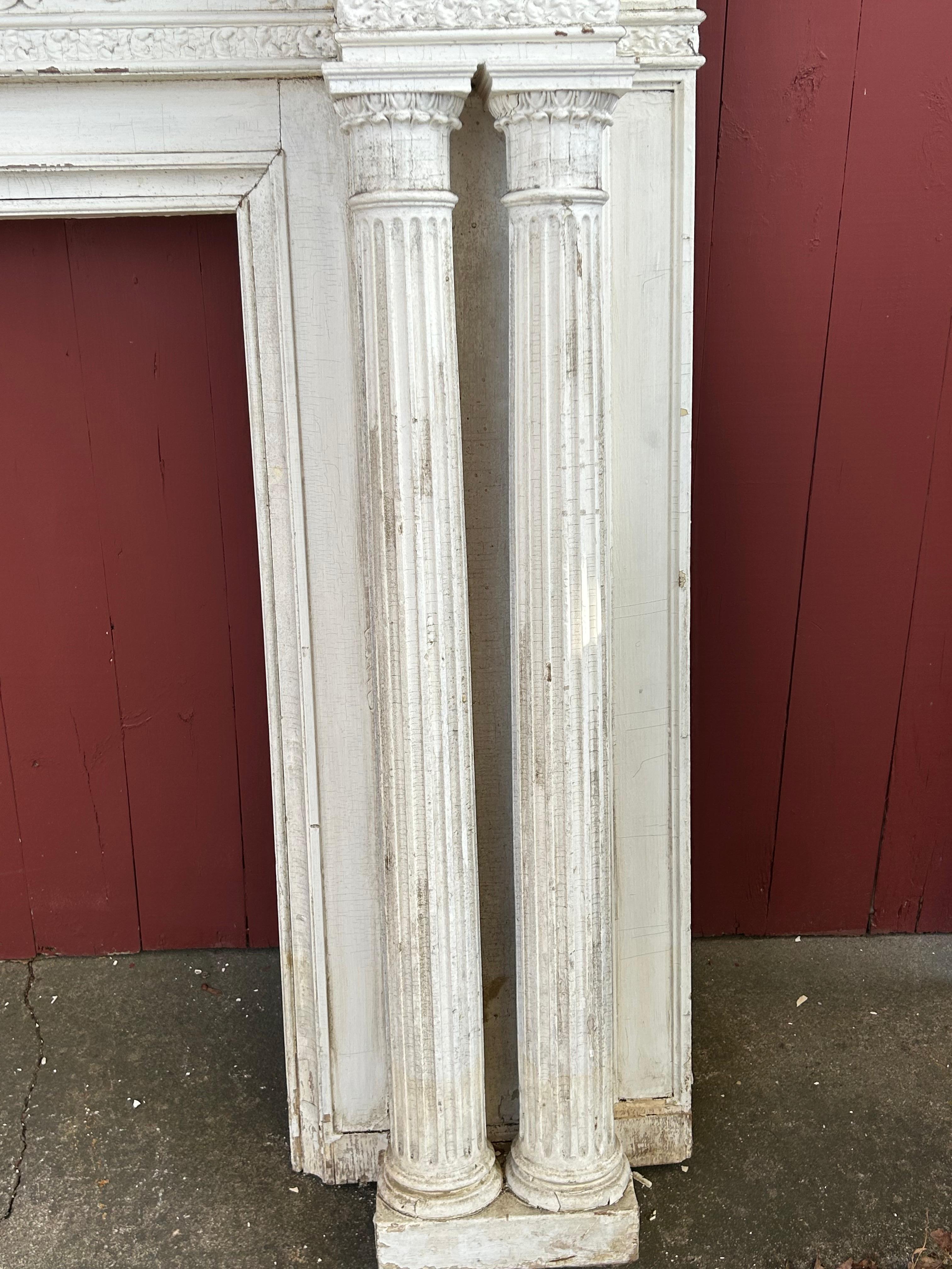 19th c Neoclassical Fireplace Mantel w Reclining Woman, Putti For Sale 9