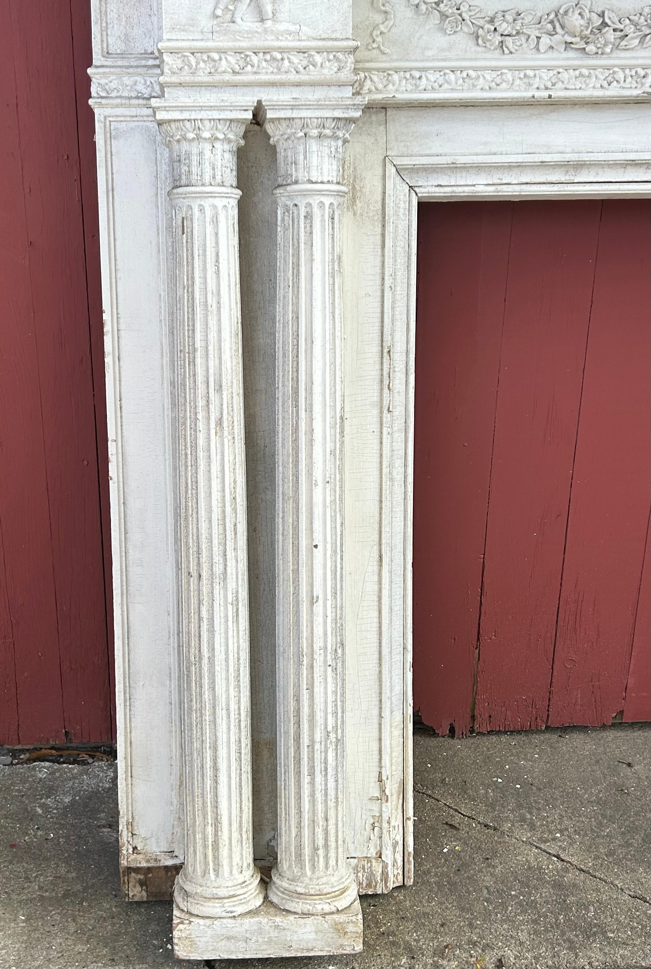 19th c Neoclassical Fireplace Mantel w Reclining Woman, Putti For Sale 10