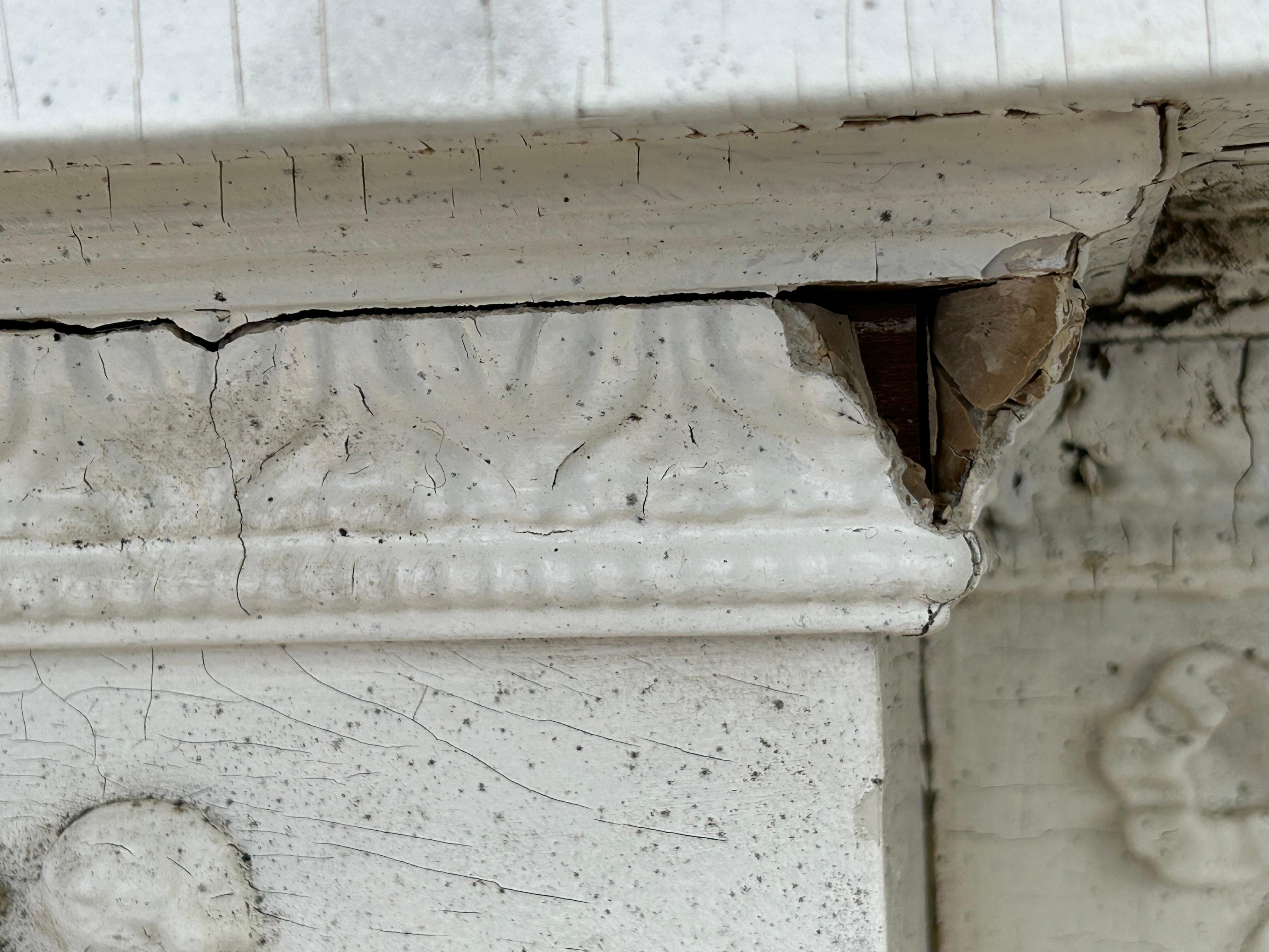 19th Century 19th c Neoclassical Fireplace Mantel w Reclining Woman, Putti For Sale