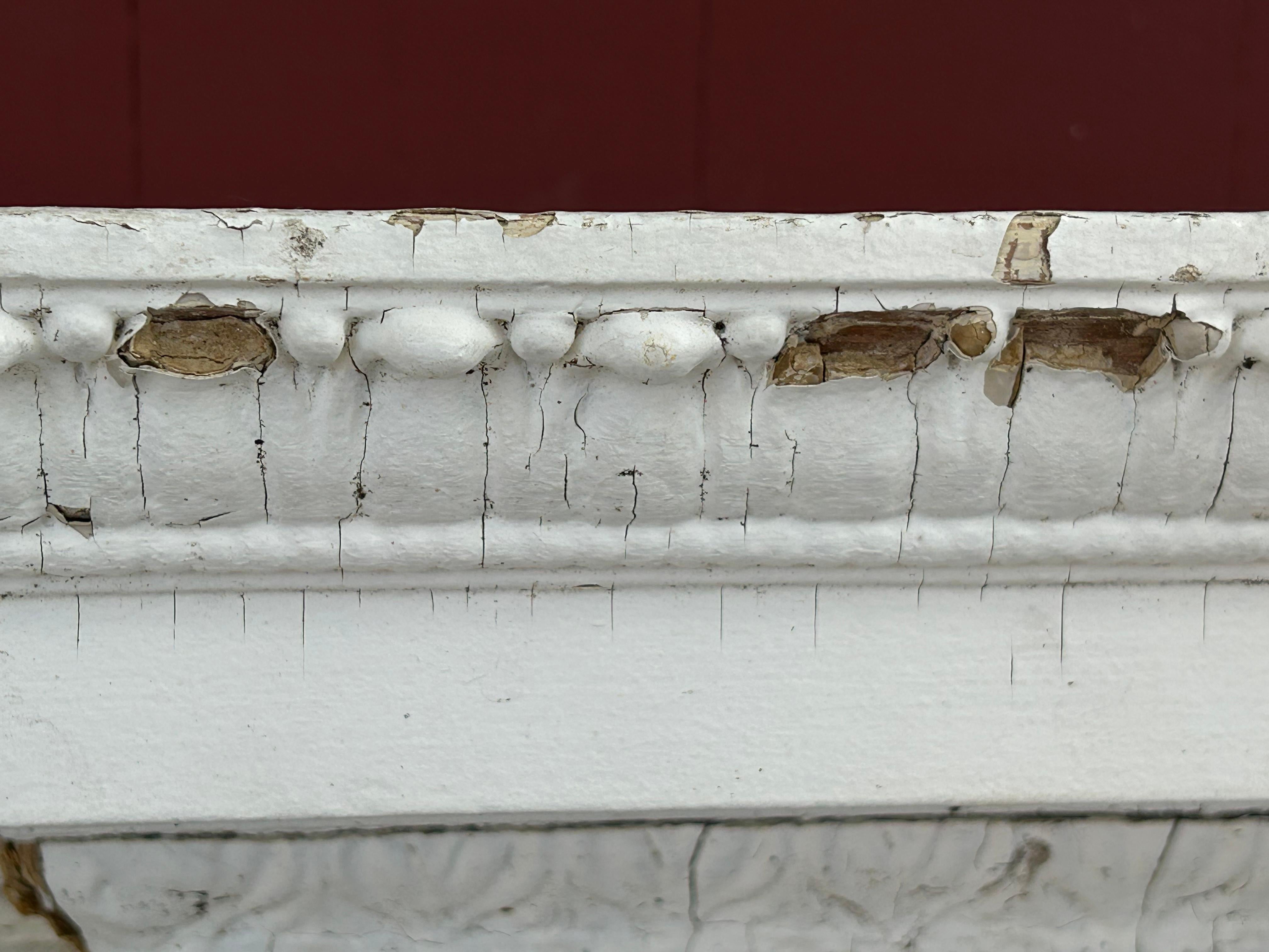 Gesso 19th c Neoclassical Fireplace Mantel w Reclining Woman, Putti For Sale