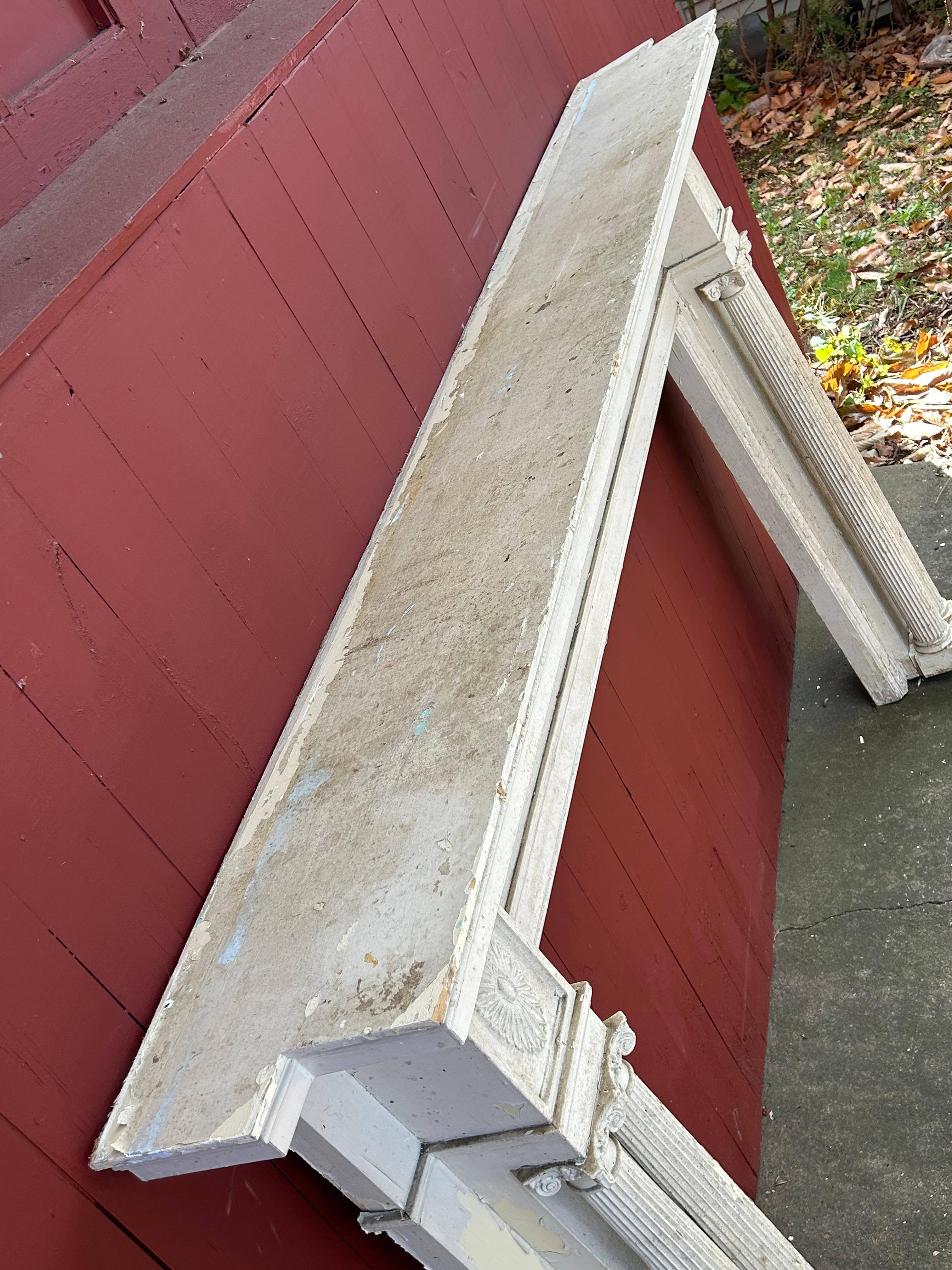 19th c Neoclassical Fireplace Mantel w Ribbon Swags For Sale 3