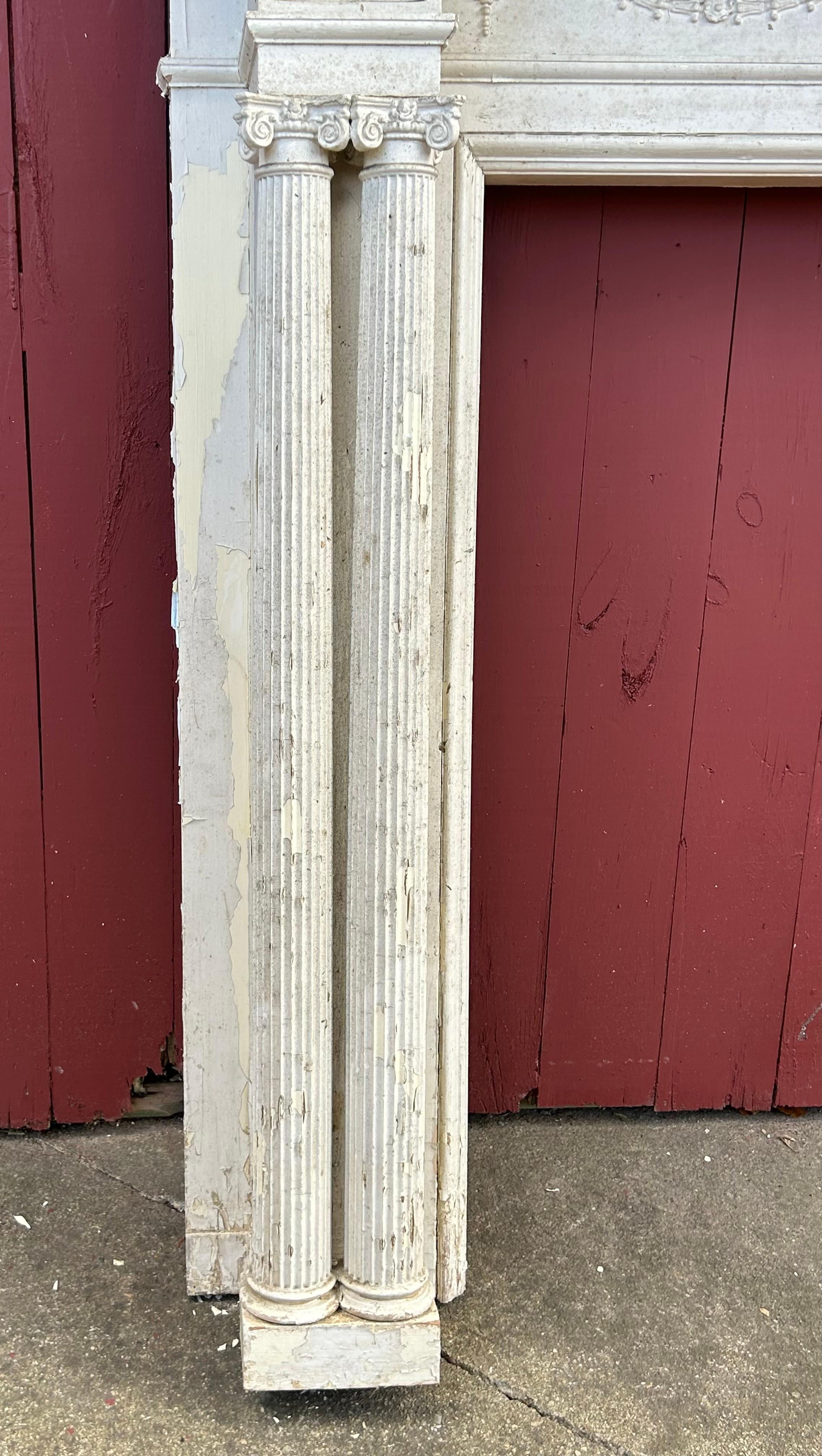 19th c Neoclassical Fireplace Mantel w Ribbon Swags For Sale 8