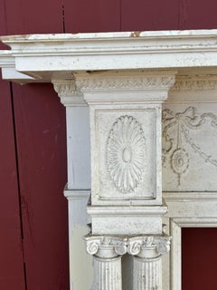 19th c Neoclassical Fireplace Mantel w Ribbon Swags