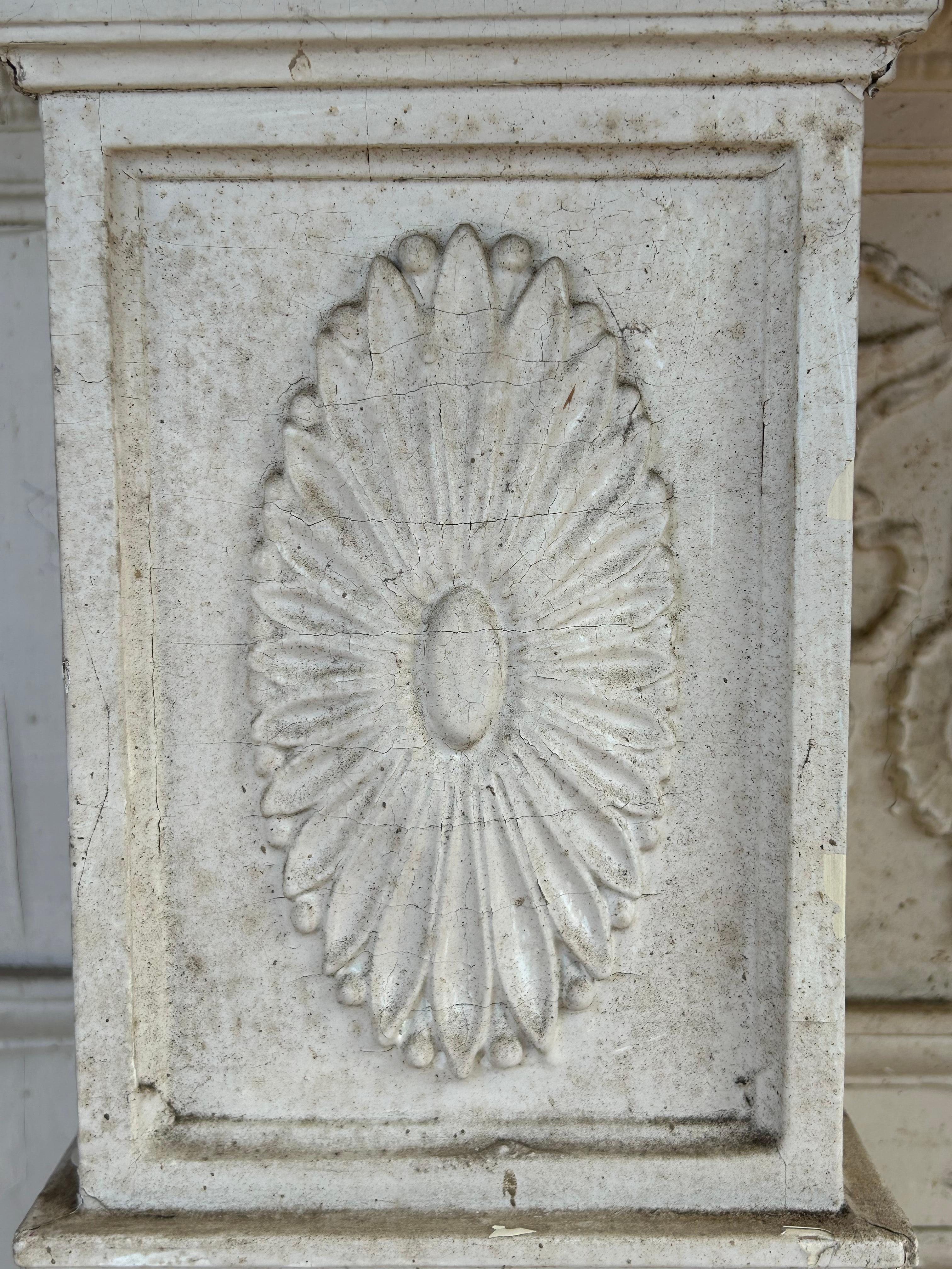 American 19th c Neoclassical Fireplace Mantel w Ribbon Swags For Sale