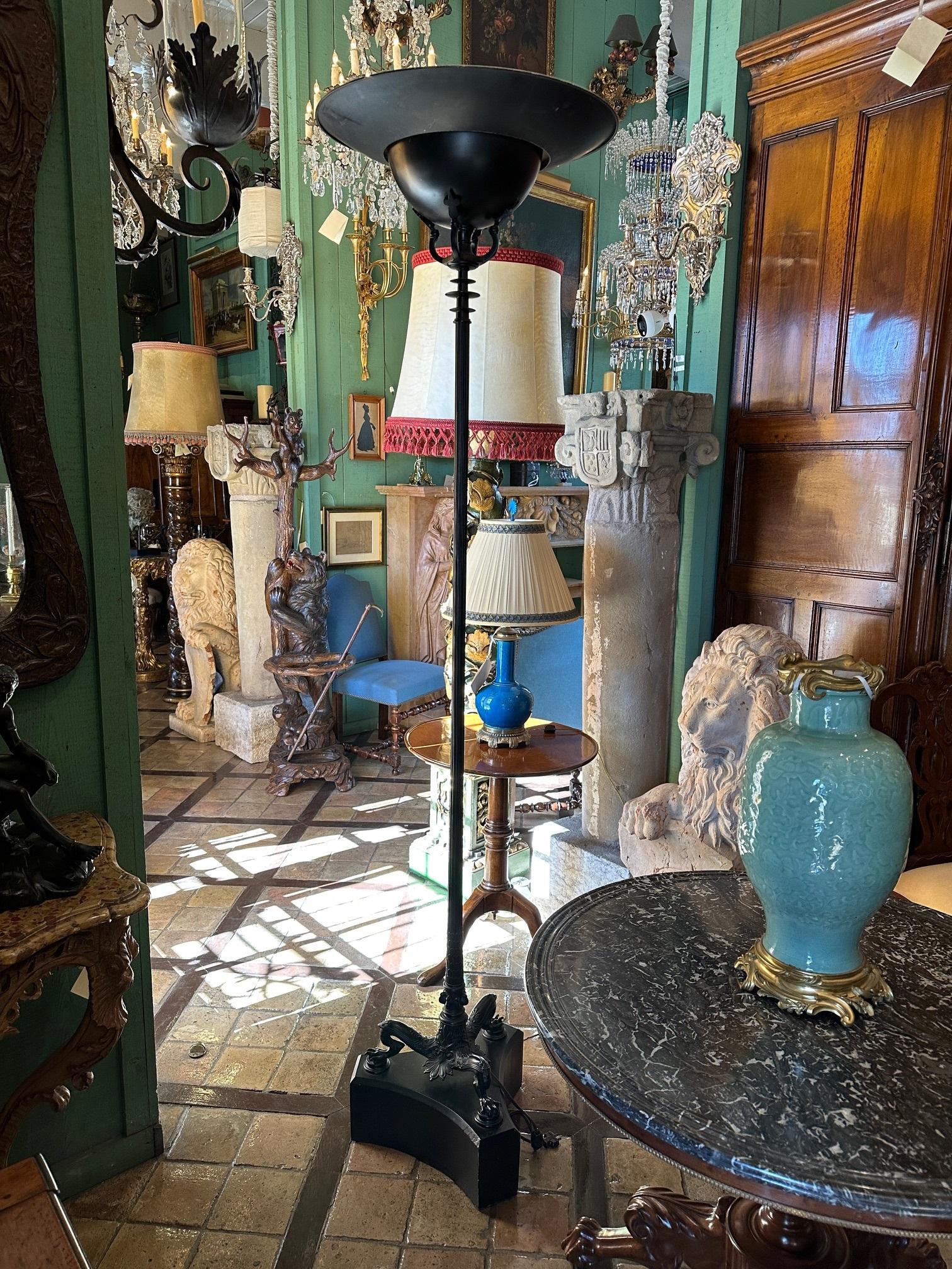 19th C. Neoclassical Side corner Torch Floor Lamp Pompeian Mood Light LA CA For Sale 7