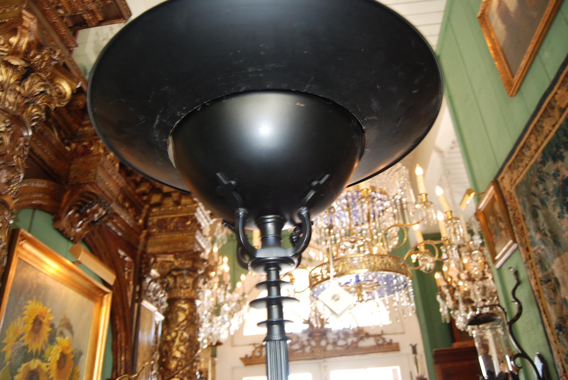 Metal 19th C. Neoclassical Side corner Torch Floor Lamp Pompeian Mood Light LA CA For Sale