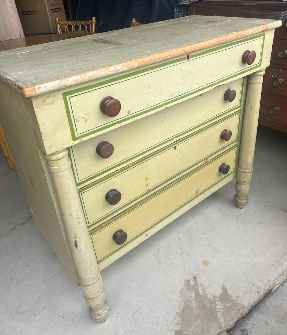 Adirondack 19th C. New England Tall Original Painted Blanket Chest For Sale
